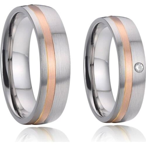 2019 custom love alliance 14k rosegold rings and wedding bands titanium jewelry couple rings set for men and women