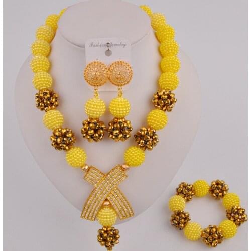 Beautiful Yellow and Gold Plated African Jewelry Set SP-2-16