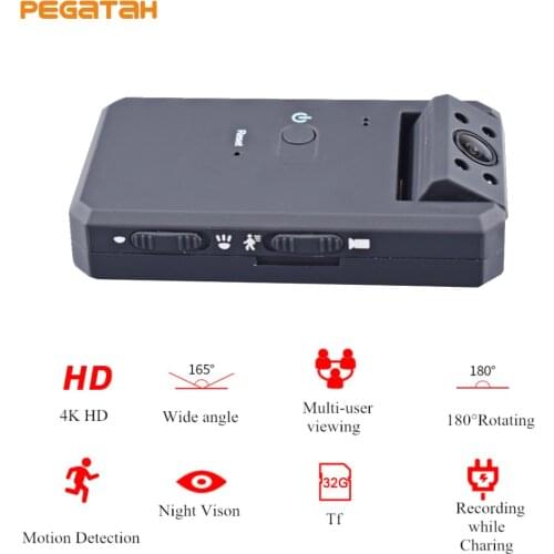 1080P HD Mini Security Camera Infrared Night Vision Mini DV Camara with 180Degree Rotating Lens Motion Detection