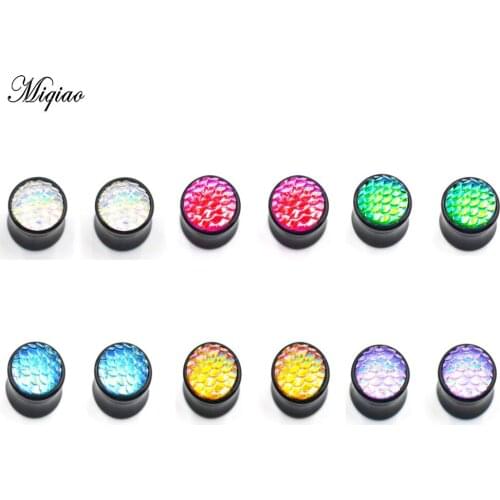 Miqiao 2PCS New Fashion Trend Acrylic Fish Scale Auricle 6mm-16mm Hot Selling Body Piercing Jewelry
