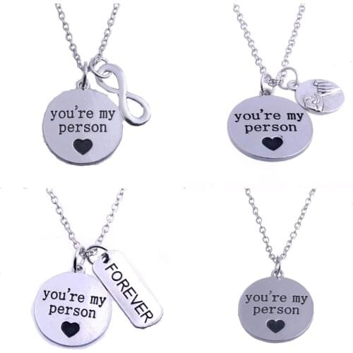 Bespmosp Trendy 7 Style You Are My Person Pendant Necklace Forever Infinite Hook Best Friend Friendship Jewelry Lover Couples