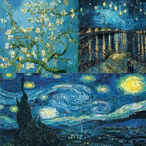 DIY 5D Diamond Painting Van Gogh Starry Night Cross Stitch Kit Full Embroidery Abstract Mosaic Art Picture of Rhinestones Decor