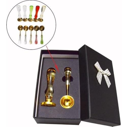 Beautiful 5 colors crystal spoon stock or custom wax stamp set box for invitation envelope sealing