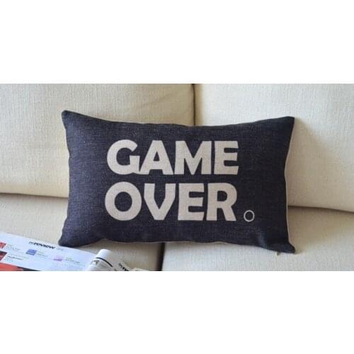 Wholesale Free Shipping 30cm*50cm Game over Letter Pillow cover for Car office Home Decorate Sofa cushions