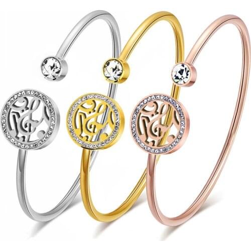 New Arrival Silver color/gold/rose gold Adjustable Cuff Bangle Style Stainless Steel Bracelet for Women