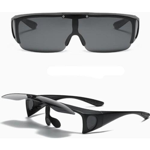 Mens flip Polarized sunglasses Male Vintage Retro Driving Glasses Mirror Lens Can wear myopia glasses INSIDE safe driver goggle