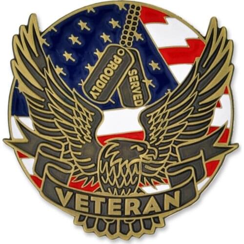 Custom Proudly Served Veteran Eagle Patriotic Jewelry Hard Enamel Brooch Can be Customized with Your Logo