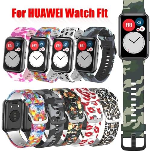 Original Silicone Strap for Huawei Watch Fit Smart Watches Sport Wrist Band Bracelet Accessories printing Connector With tool