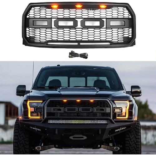Factory Wholesale Off-Road 4x4 Raptor Style Front Bumper Black Racing Grille Fit For 15-17 Ford F150 With LED Light