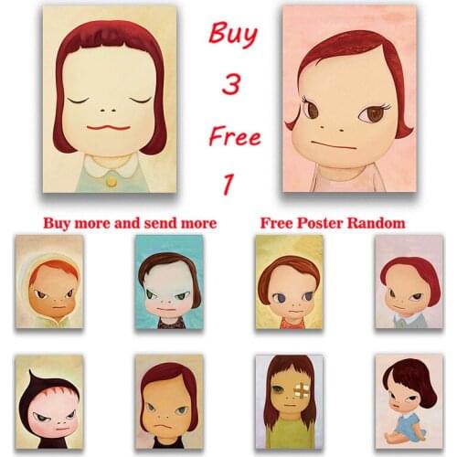 Nara Cartoon Sleepwalking Doll Drawing Japanese Painting HD Print White Coated Poster Art Pictures Poster For Kids Room Decor