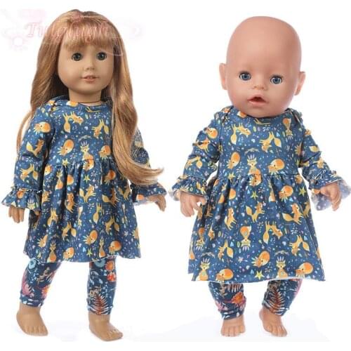 Born New Baby Fit 18 inch 43cm Doll Clothes Accessories Fox Pajamas Suit For Baby Birthday Gift