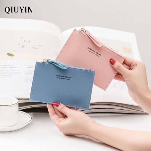 Qiuyin Famous Brand Retro Short Korean Wallet Womens Bags 2020 Leather Wallet Clutch Bag Coin Purse Thin Bag Cute Purse Minnie