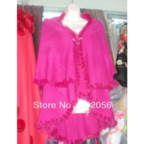 Luxury solid rabbit fur fringed wraps shawl Sarongs Hijabs scarf ponhos stole mixed colors 5pcs/lot SOFT WARM #3446