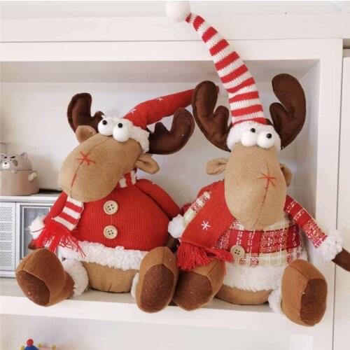 Christmas Reindeer Doll Navidad Figurines Festival Gift for Kids Elk Figure Christmas Tree Decorations Happy New Year Ornaments