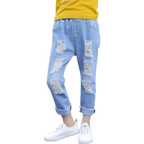Baby Boys & Girls Ripped Jeans Spring Summer Fall Style New 2020 Trend Denim Trousers For Kids Children Distrressed Hole Pants