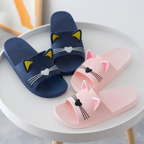 Women Slippers Summer 2021 Cute Cartoon Print Slides Non-slip Home Batheoom Slippwes Plus Size Female Beach Flat Shoes Soft Sole