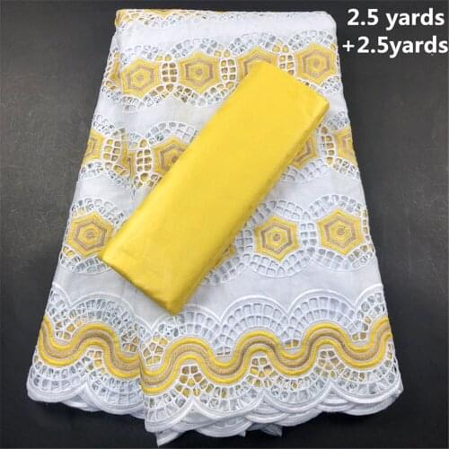 Swiss Voile Lace In Switzerland 2.5+2.5 Yards Dry Lace And Bazin Riche Fabrics Senegal African Lady Wedding Dress CP013