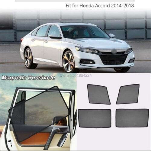 Car Full Side Windows Magnetic Sun Shade UV Protection Ray Blocking Mesh Visor For Honda Accord 2013-2014