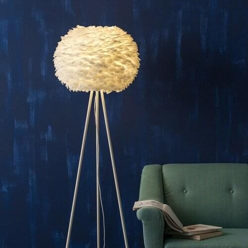 Modern Feather Floor Lamp Bedside Desk Standing Light Home Living Room Cafe Restaurant Art Lighting Fixture FA019