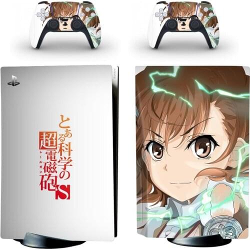 Railgun PS5 Standard Disc Edition Skin Sticker Decal Cover for PlayStation 5 Console & Controller PS5 Skin Sticker Vinyl