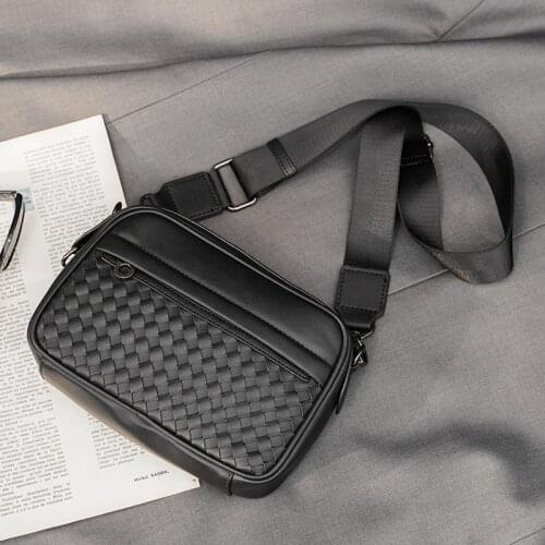 Woven Leather Shoulder Bags Men Crossbody Bags Luxruy Fashion Mens Shoulder Bags Handbags PU Leather Messenger Bags Male Bolsos