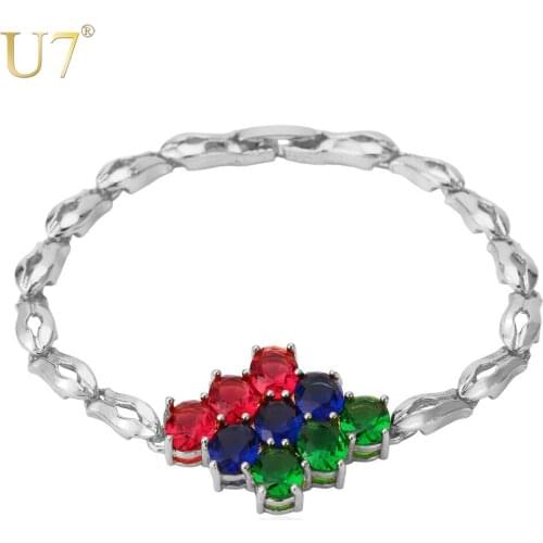 U7 Luxury Zircon Bracelet Gold/Silver Color Trendy Cubic Zirconia Jewelry Thick Chain Bracelet For Women H587