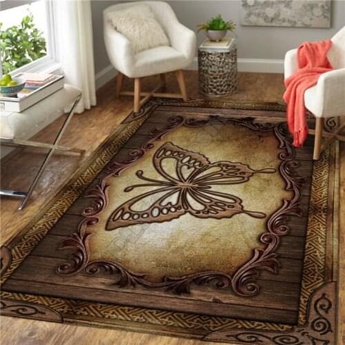 Vintage Court Butterfly Rug Square Anti-Skid Area Floor Mat Rug Non-slip Mat Dining Room Living Room Soft Bedroom Carpet 03