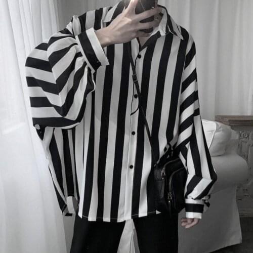 Japan Striped Blouse Shirt Summer Oversize Shirt Women Harajuku Punk Long Sleeve Tops Tee Hip Hop Funny White New T Shirt Girls