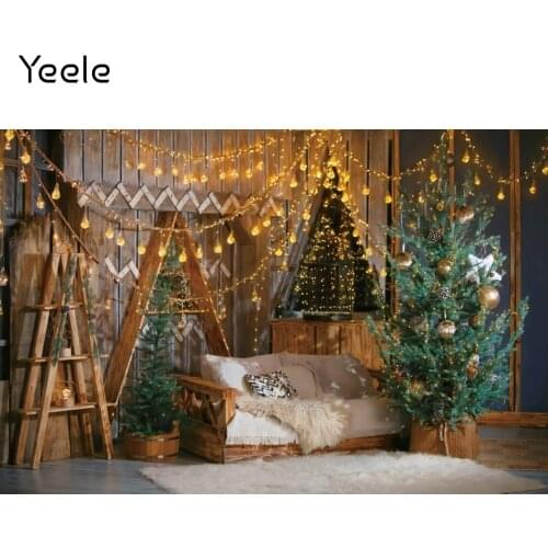 Yeele Interior Christmas Tree Wooden House Sofa Baby Portrait Photography Backdrop Photographic Backgrounds For Photo Studio