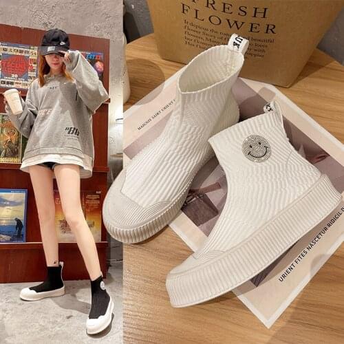 Winter Socks Ankle Boots Women High Top Platform Shoes Women Thick Bottom Women Short Boots Bota Femenina Botines Mujer 2021