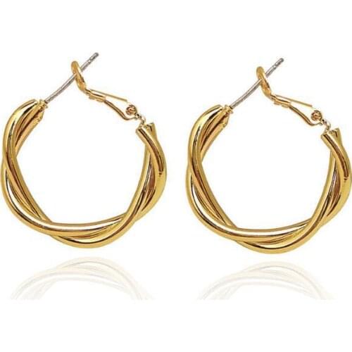New Gold Color Earrings For Women Trendy Round Geometric Drop Statement Earrings Fashion Party Jewelry Gift