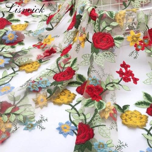 1meter 115cm Heavy work Delicate Large jacquard embroidered mesh tulle lace fabric French lace diy girls clothes women dress