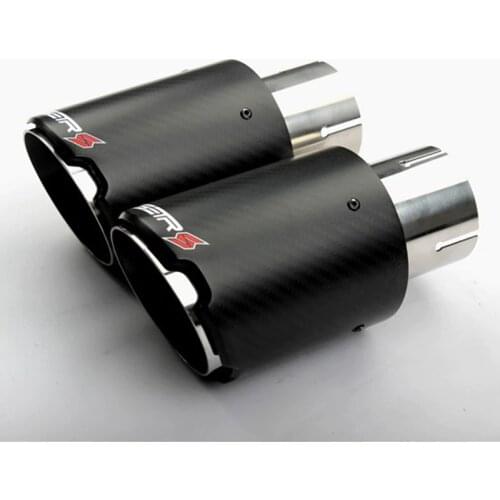 1PC New Design Car Modification Accessories Exhaust Pipe Setrs Logo Twill Matt Fiber Carbon Stainless Steel Muffler Tip