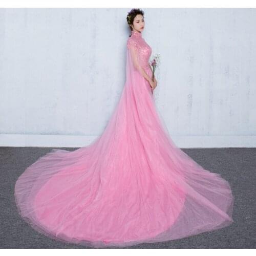 100%real pink flower beading court trailing with cloak Medieval Renaissance Gown queen Dress Victoria dress /princess Belle Ball