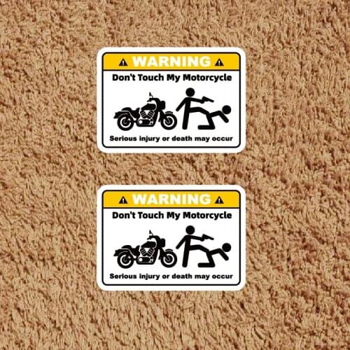 2 PCS Warning Mark Do Not Touch My Motorbike Waterproof and Reflective Stickers Decals 8cmx5.6cm
