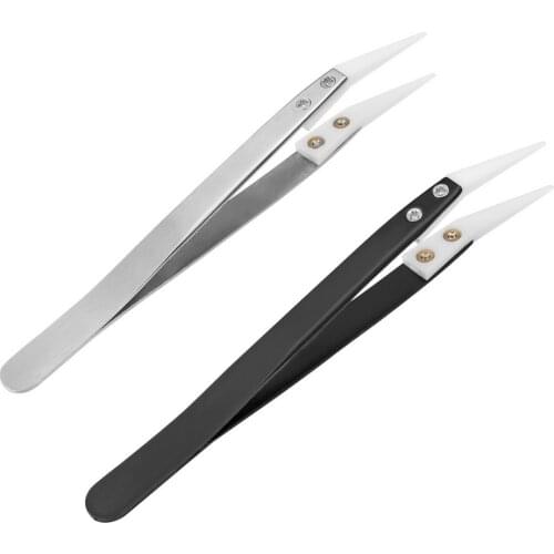 NICEYARD High Temperature Resistance Stainless Steel Handle Ceramic Tweezers Repair Tool Curved Aimed Tweezer Hand Tool