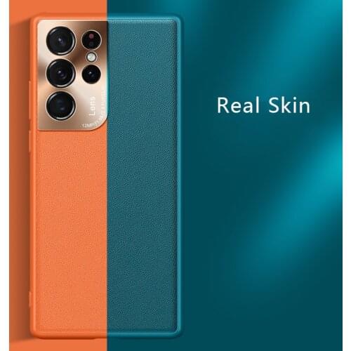 KEYSION Vegan Leather Case for Samsung S21 Ultra S20 + S20 FE Soft Silicone Frame Lens Protection Cover for Galaxy Note 20 Ultra