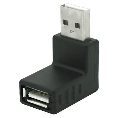 Black 90 Degree Up Right Angled L type USB 2.0 A Male to Female Extension connector Adapter