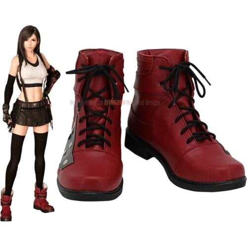 FF7 Tifa Shoes Cosplay Final Fantasy 7 Tifa Lockhart Cosplay Boots Red Shoes Custom Made