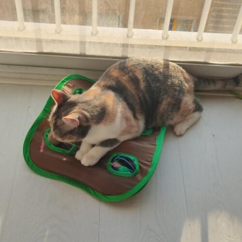 Cat Tunnel Toys Interactive Bell Intelligence Game Foldable Tent with 9 Hole Hunt Mouse Ball Toys Keeps Kitten Active Stuff