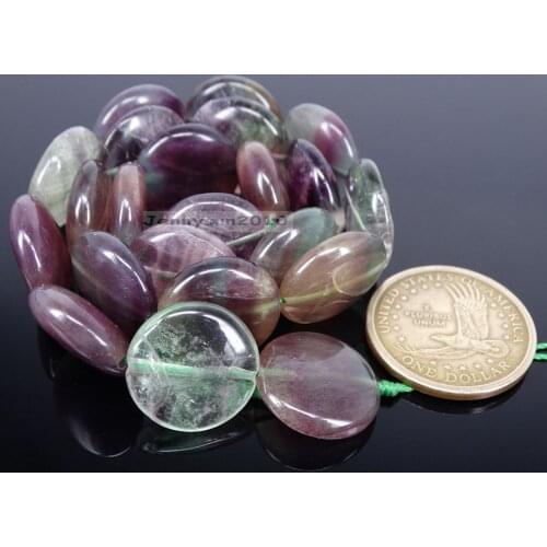 Natural Multi-Colored Fluorite Round Coin Gems Stone Beads 16mm 18mm 15.5'' Strand for Jewelry Making Crafts 2 Strands/Pack