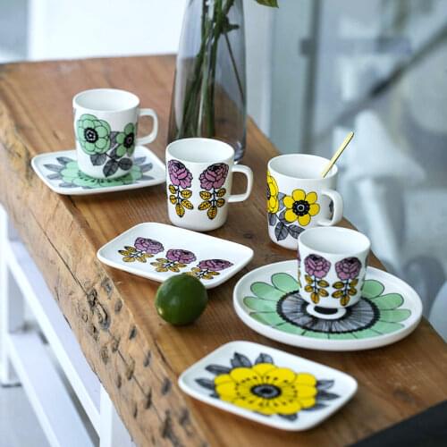 Nordic Style Milk Mug For Desktop Sunflower Purple Rose Ceramic Cup Sifang Inventory Drinkware Travel Cups With Handle кружка
