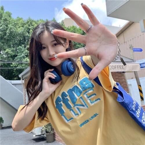 Summer Exquisite Kawaii Girl Style Short-Sleeved Tee Creative English Letter Printing Korean Style Youth Casual Girl Top Clothes