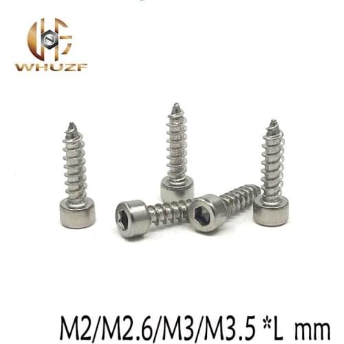 M2/M2.6/M3/M3.5 *L Hexagon Socket Screws Plate with nickel Wooden audio Furniture Sliding Door Self Tapping Screws Hardened
