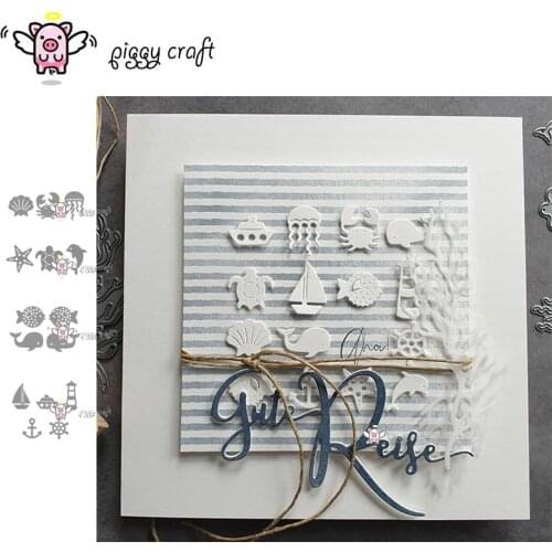Piggy Craft metal cutting dies cut die mold Ocean ship animal plant shell Scrapbook paper craft knife mould blade punch stencils