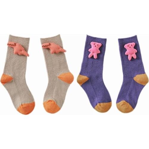 Cute Kids Socks Cartoon Cotton Sock Sports Sleep Home Wear Unisex Kids Gift with Bear Dinosaur Doll