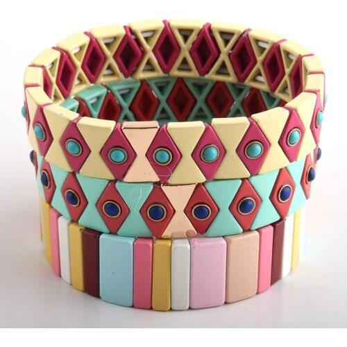 MD Fashion Jewelry Beautiful Bracelet Set Multicolor Enamel Hematite Colorful Bracelets