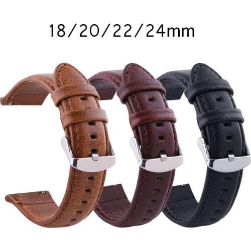 Men Women Watch Band Genuine Leather Straps 18mm 20mm 22mm 24mm Watch Accessories Vintage Leather Watchbands Bracelet with Pins