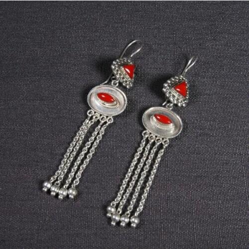 Nepal Handmade 925 Silver Earrings Sterling Silver Drop Earrings Women Charming Earrings Good Luck