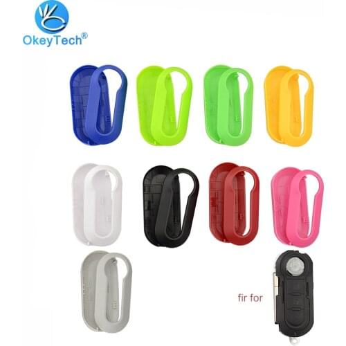 OkeyTech Colorful Remote Car Key Shell Cover Replacement Protective Case for Fiat 500 Panda Punto Bravo Flip Folding 3 Buttons